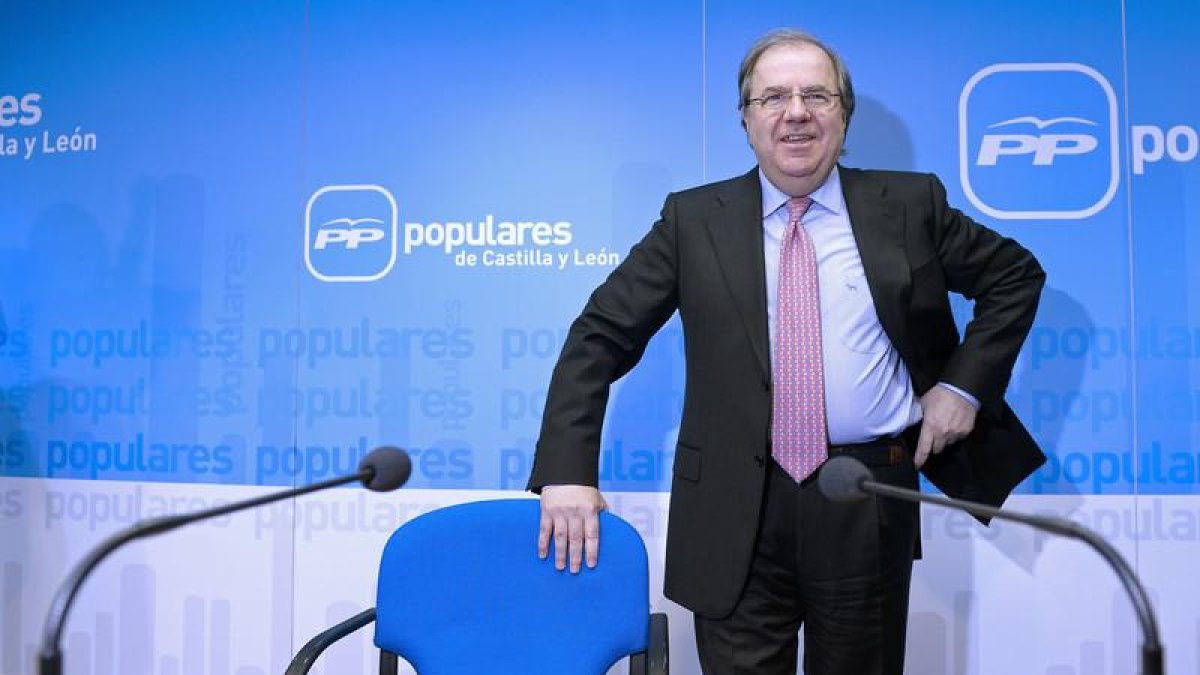 Juan Vicente Herrera esta mañana, en su despedida como presidente del PP de Castilla y León.