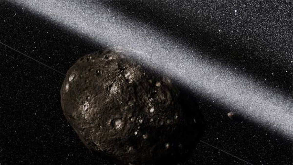 Una impresión artística de los anillos que rodean el asteroide Chariklo.