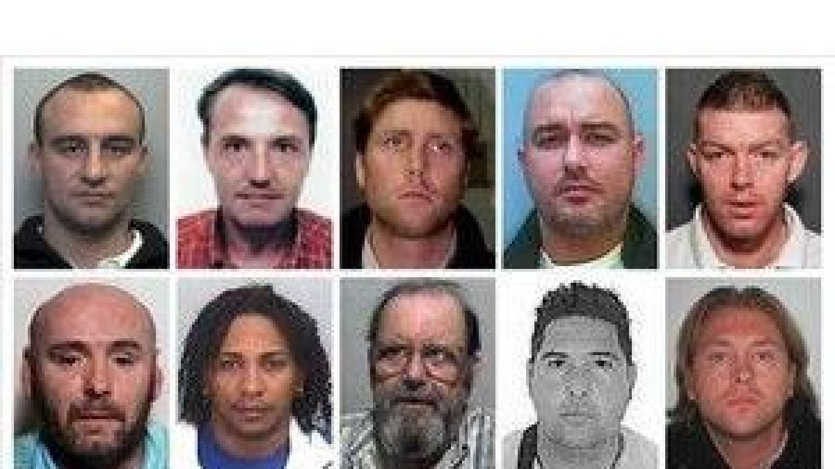 Fotografías de los 10 ciudadanos británicos buscados por las autoridades en España.