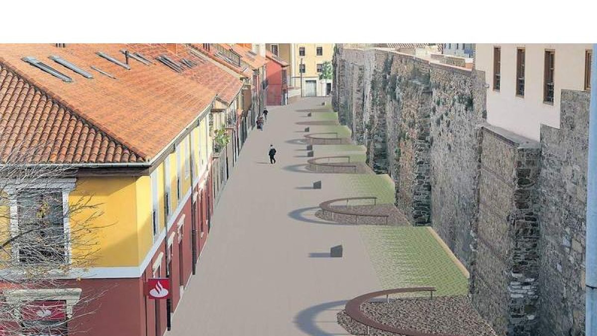 Imagen virtual del proyecto de peatonalización de la calle Carreras aprobado por el Ayuntamiento de León. DL
