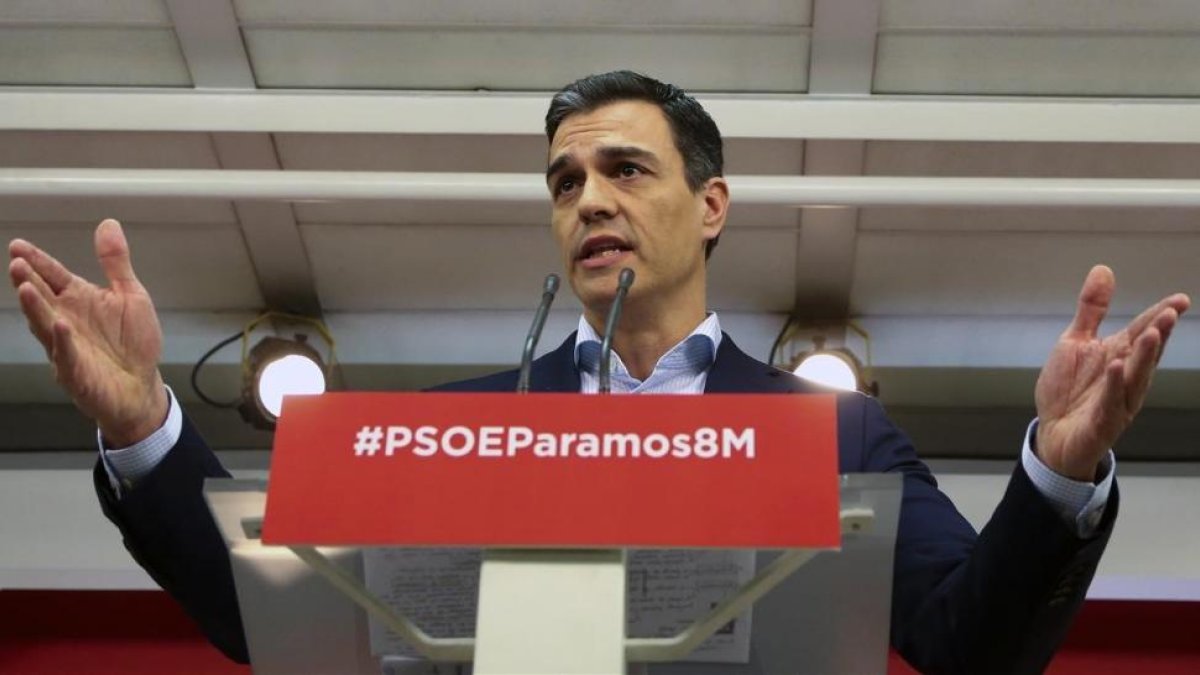 Pedro Sánchez, el lunes en la sede del PSOE.