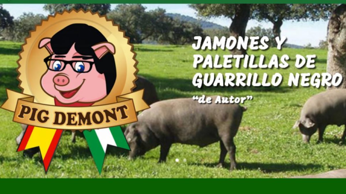 La página web de la tienda Pig Demont, con el logotipo del cerdo con gafas y cabello similar al del expresident.