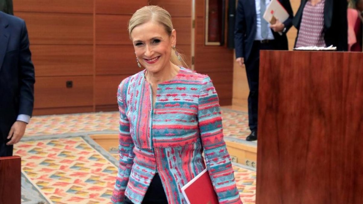 Cifuentes, hoy, llegando a la Asamblea de Madrid