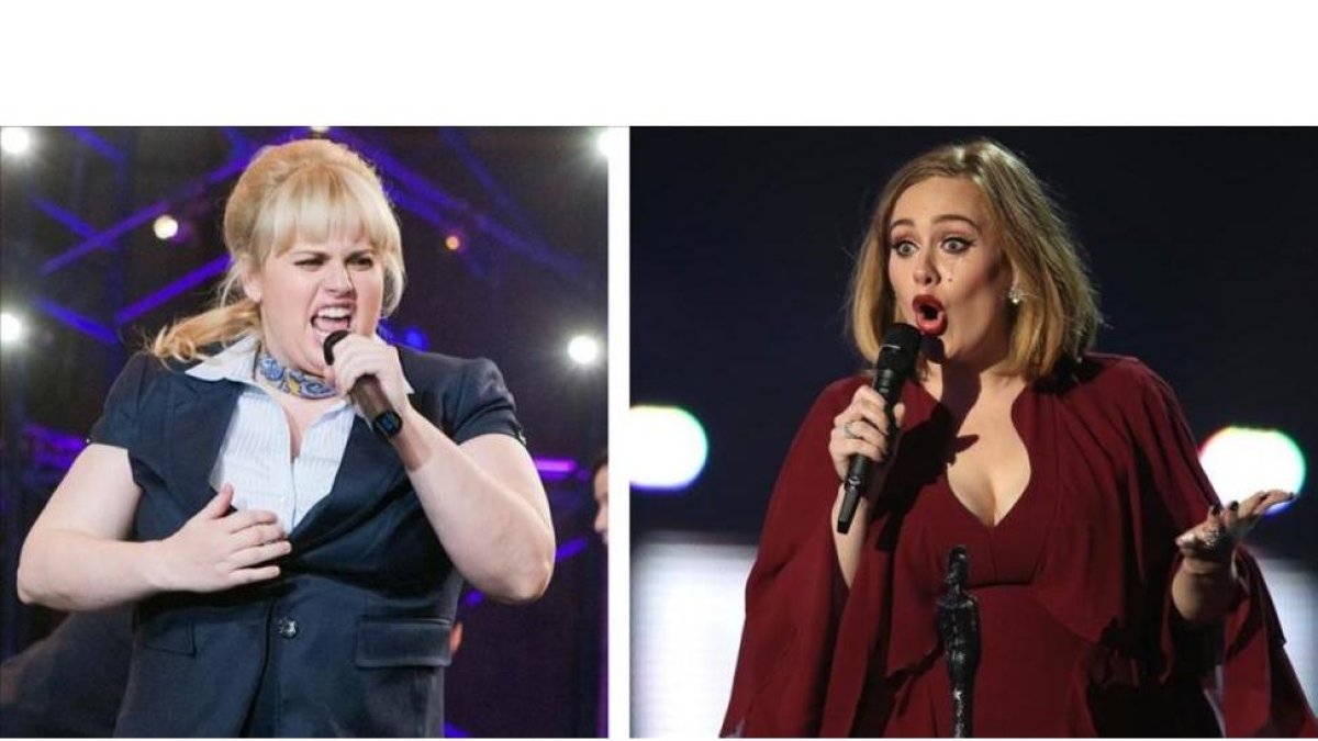 A la izquierda, una imagen de rebel Wilson y, a  la derecha, la cantante Adele.
