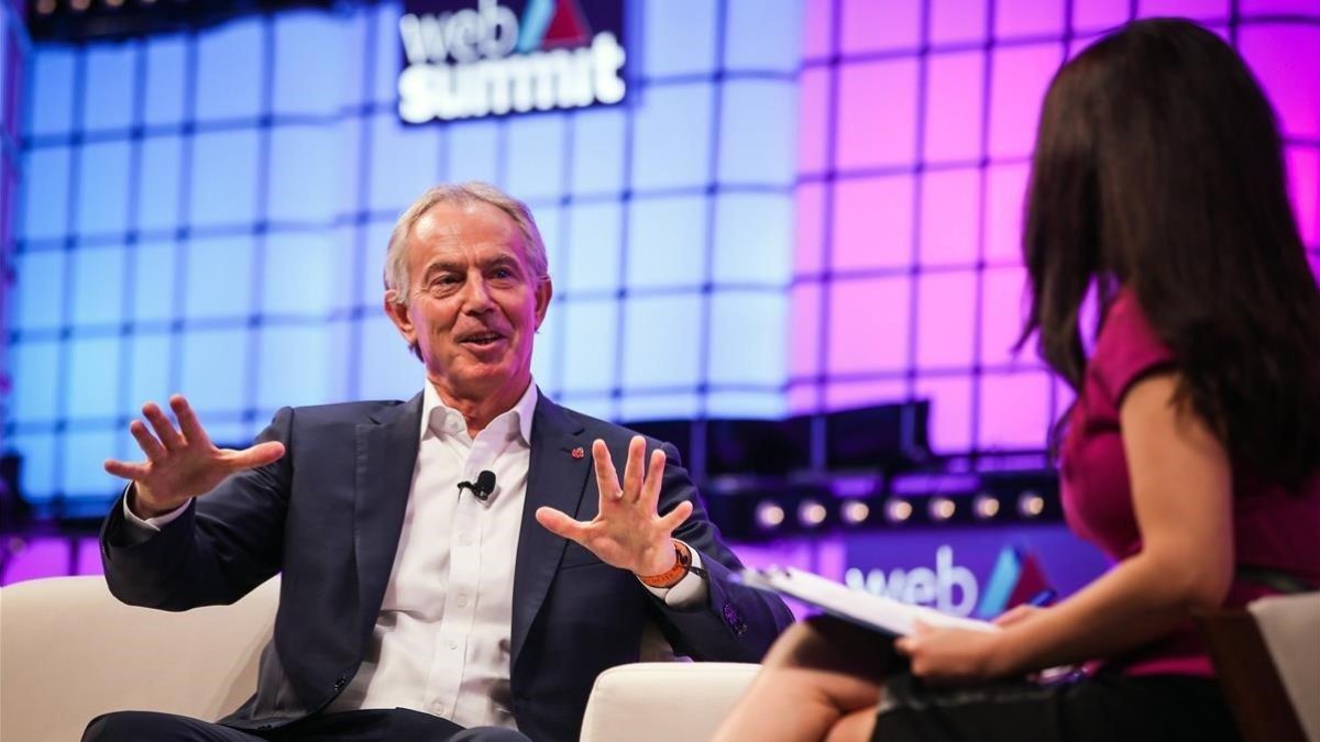 Tony Blair, durante su discurso en la Web Summitt de Lisboa.
