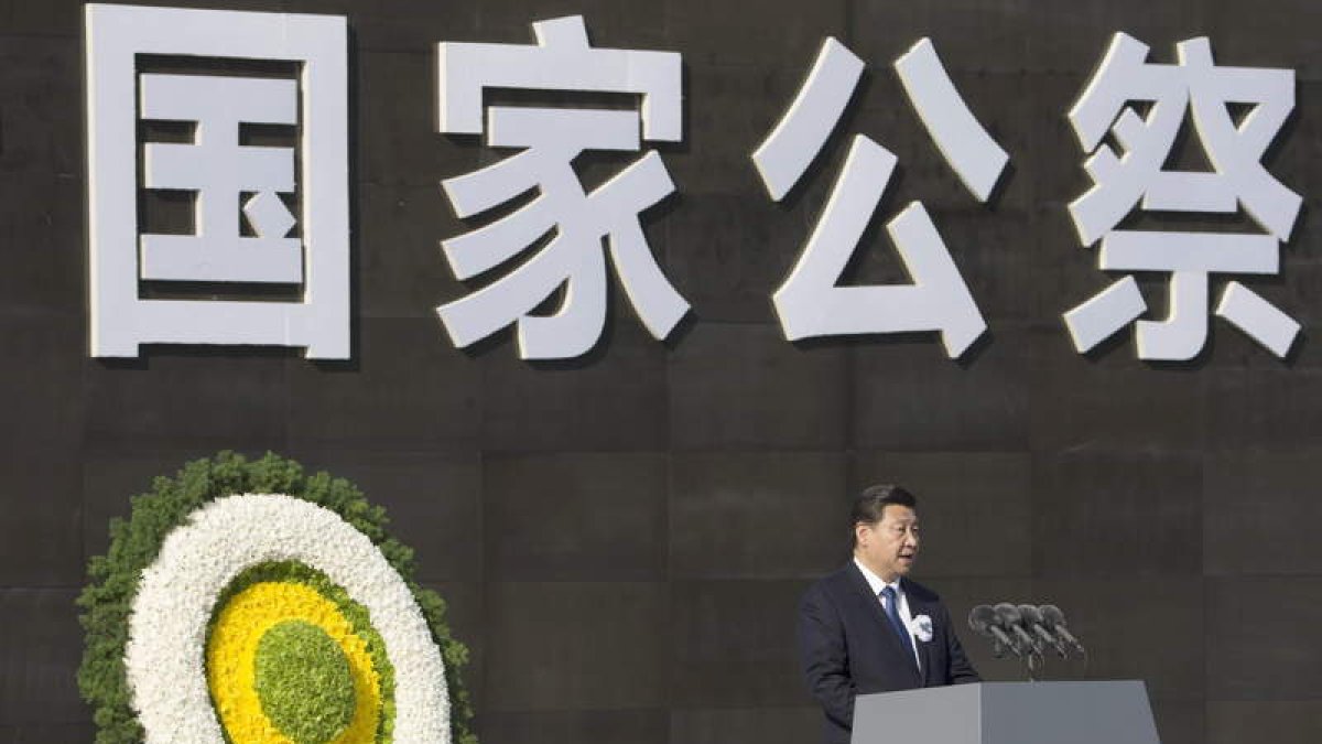 El presidente chino durante el acto conmemorativo.