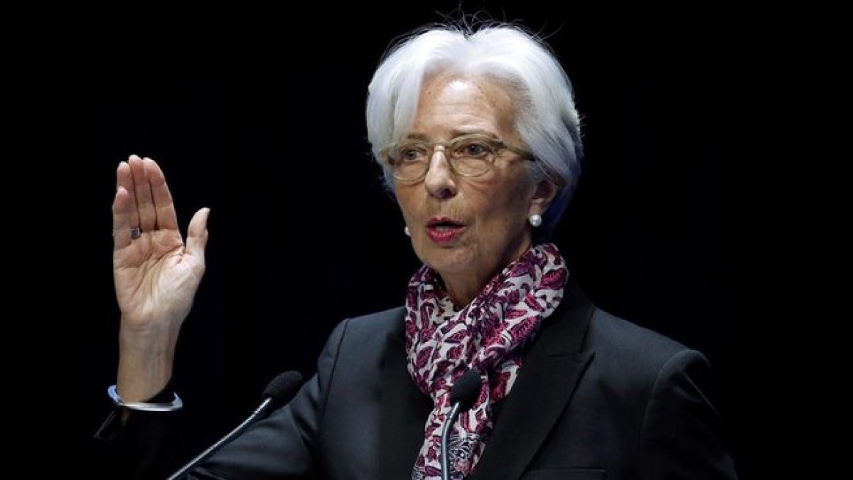 Christine Lagarde, directora del FMI, en una conferencia la semana pasada en París.