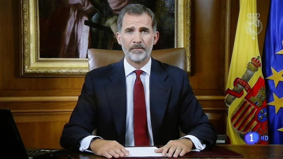 Imagen del mensaje televisado del Rey Felipe VI el 3 de octubre.