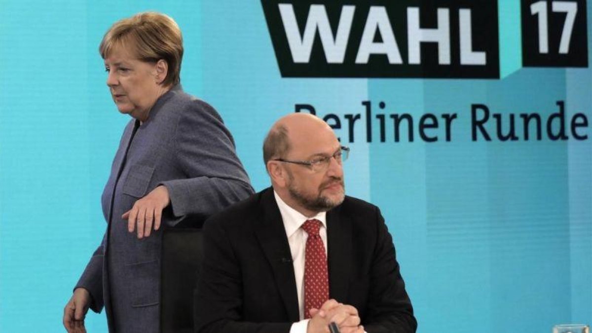 Angela Merkel y Martin Schulz el pasado mes de septiembre en Berlín.