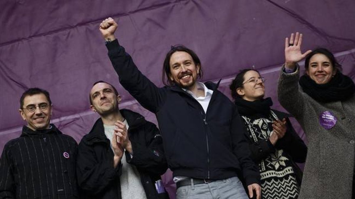 El líder de Podemos, Pablo Iglesias, tras el mitin pronunciado el pasado domingo en la Puerta del Sol.