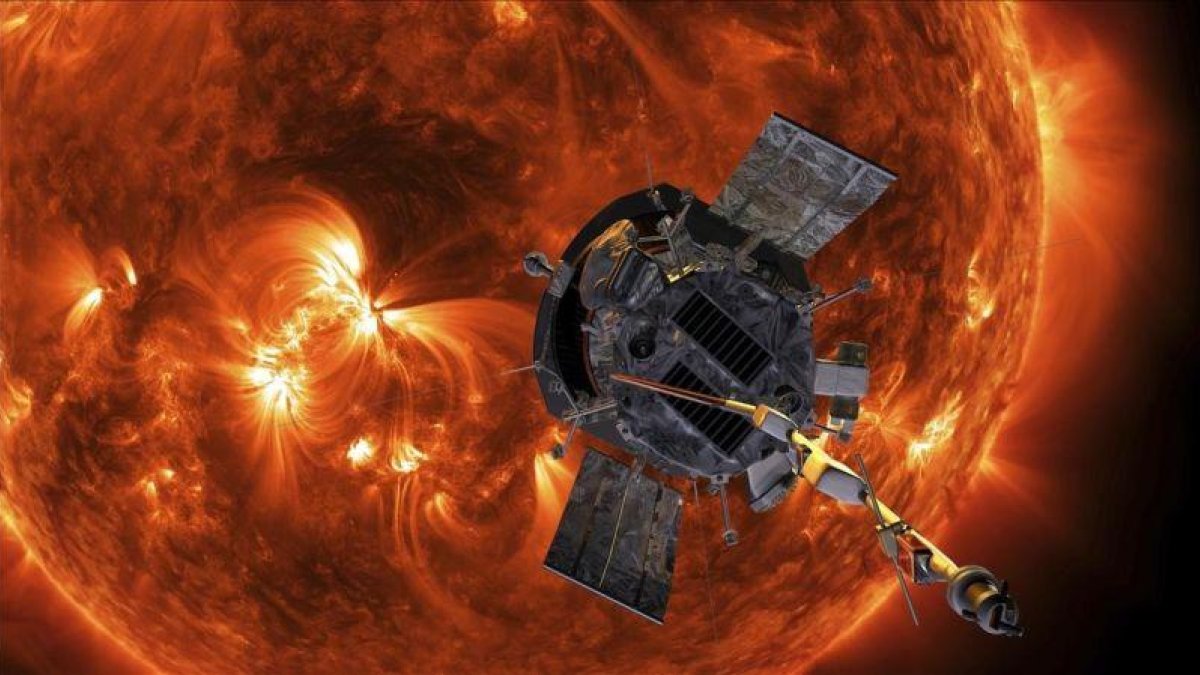 Recreación de la sonda Parker acercándose al Sol.