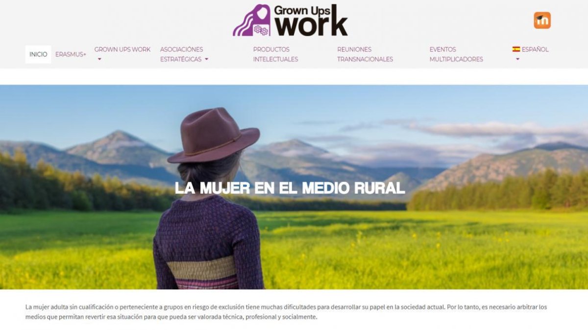 Página de portada del sitio web del proyecto Grown-UPS-Work.