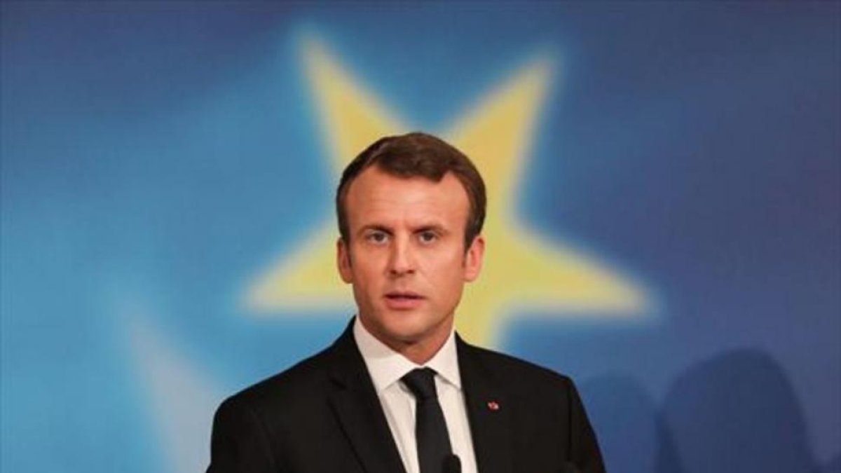Macron, durante un discurso en la Sorbona de París.