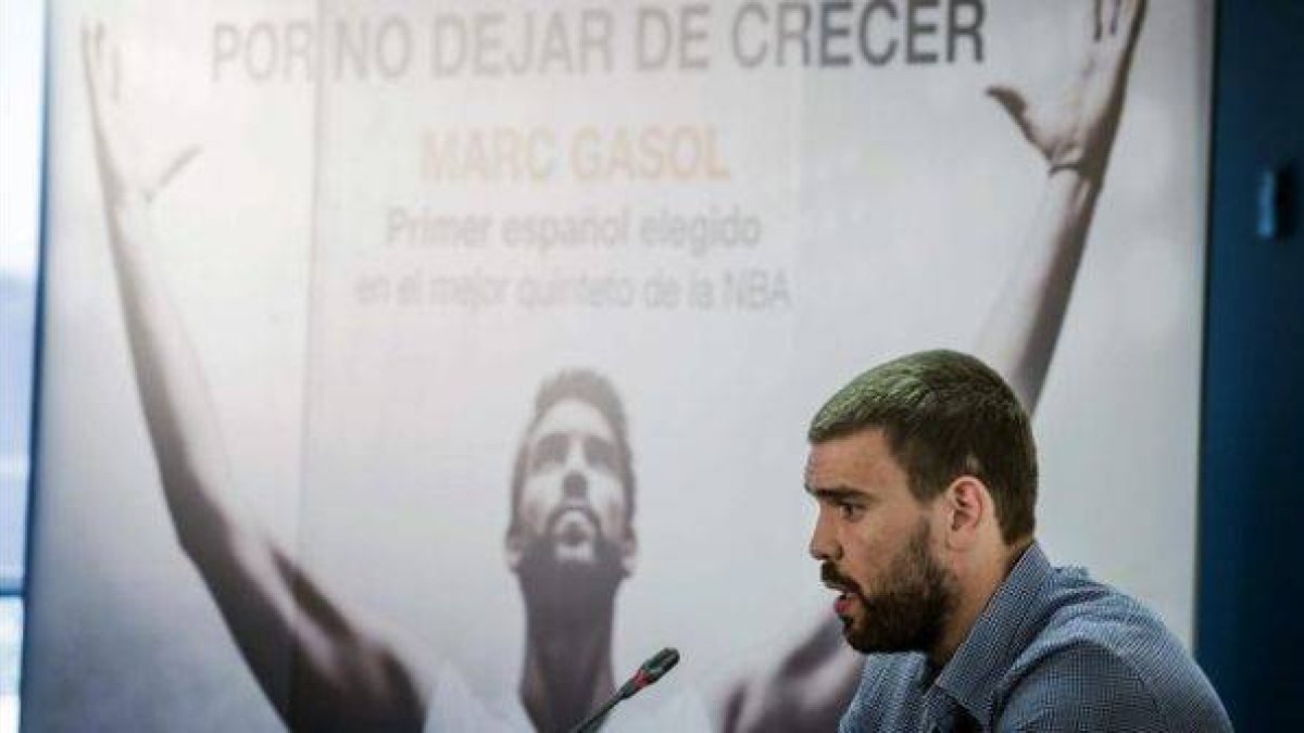 Marc Gasol, en su aparición ante los medios en Madrid.