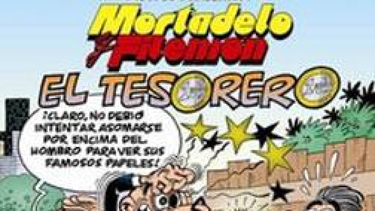 Portada de la última aventura de 'Mortadelo y Filemón', 'El tesorero'.