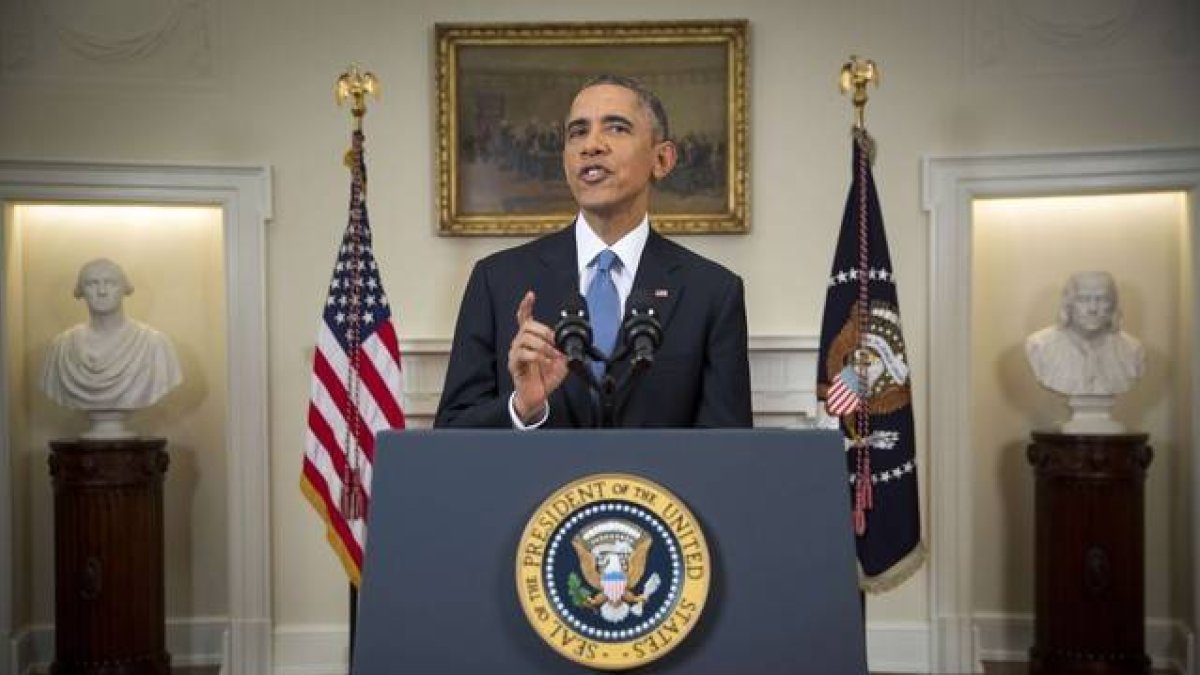 El presidente de los Estados Unidos, Barack Obama, durante el discurso de este miércoles.