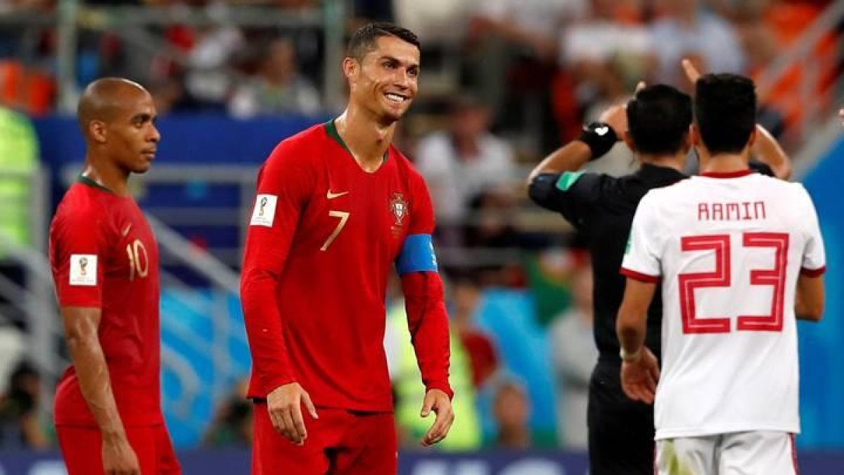 Ronaldo durante el partido que jugó su selección contra Irán.