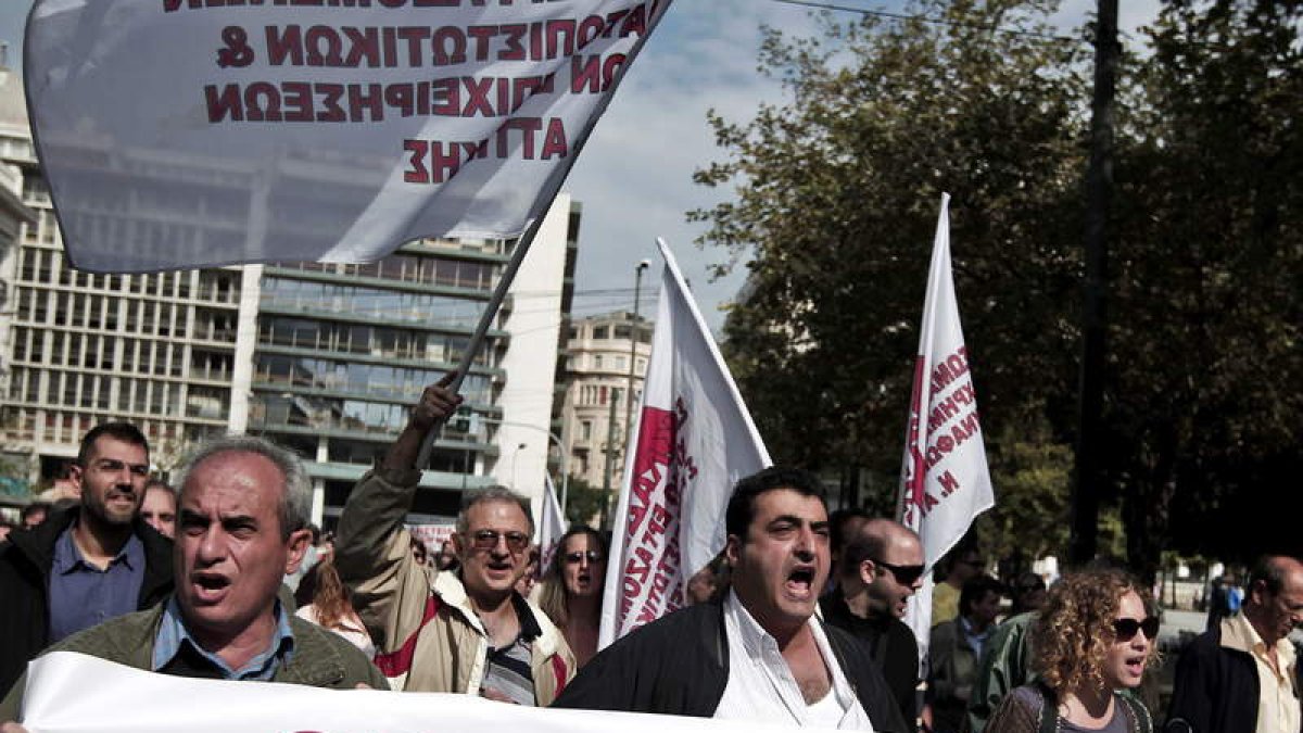 Imagen de una de las manifestaciones convocadas por los recortes en Grecia.