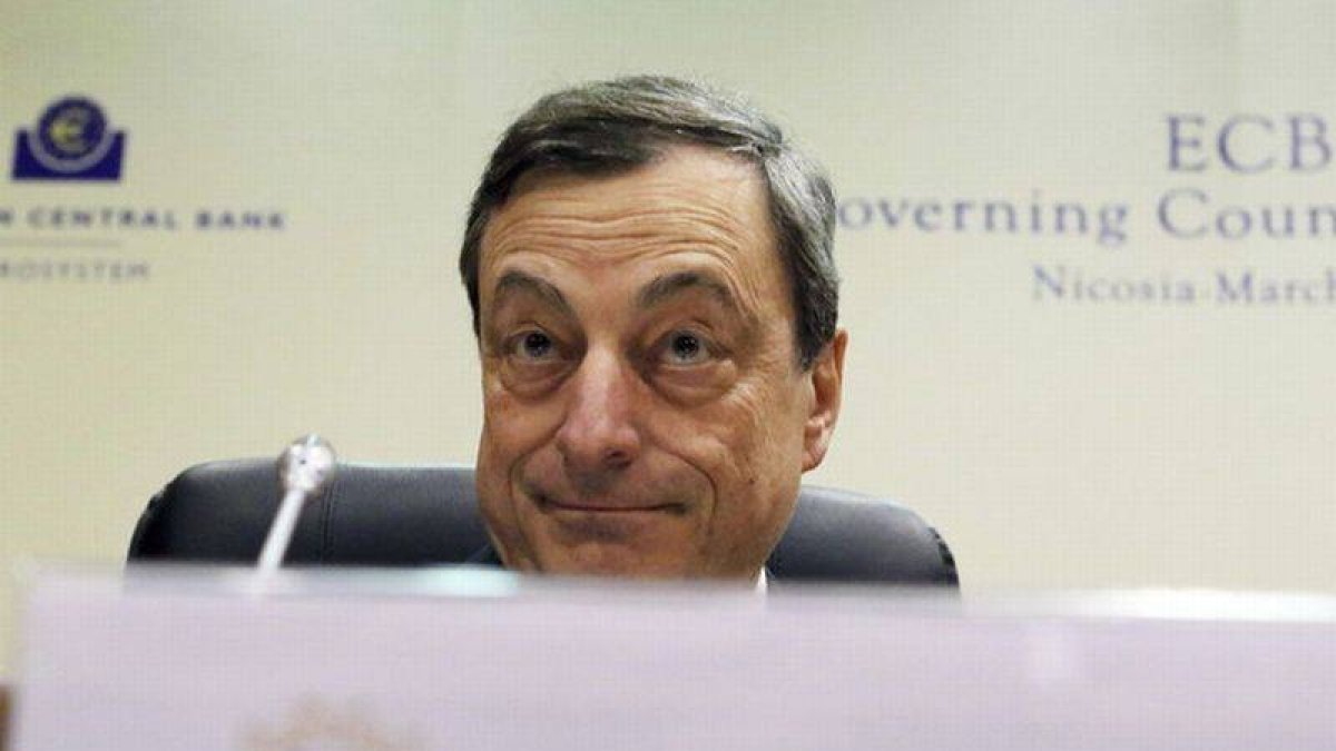 Mario Draghi durante la rueda de prensa.