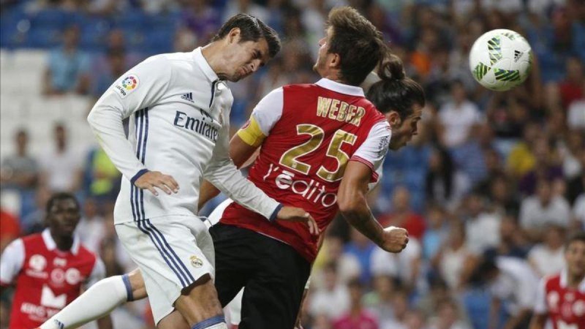 Morata marca su único gol de la temporada ante el Stade Reims, en el trofeo Bernabéu.