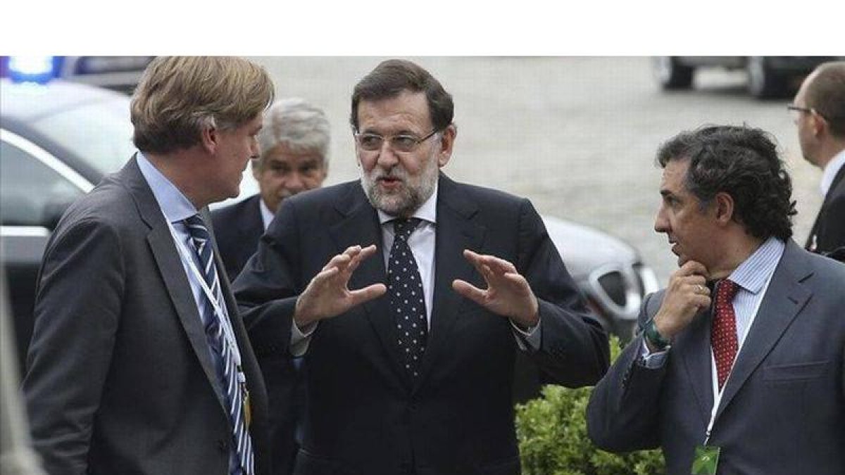 Rajoy, a su llegada a la reunión del PPE, este martes en Bruselas.