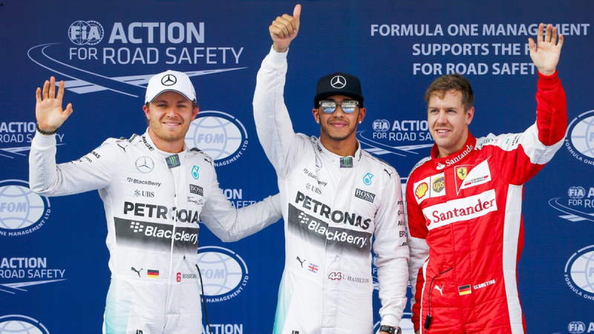 Hamilton, Rosberg y Vettel, los mejores en la pole.