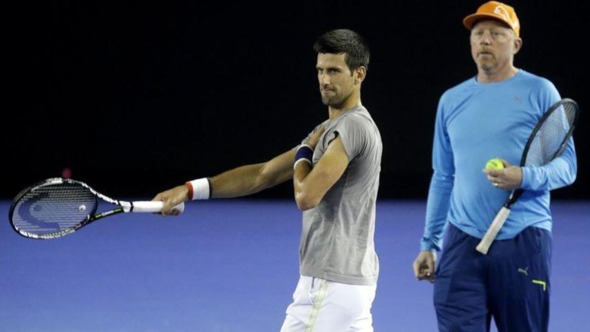 Djokovic y Becker, en el último Abierto de Australia.