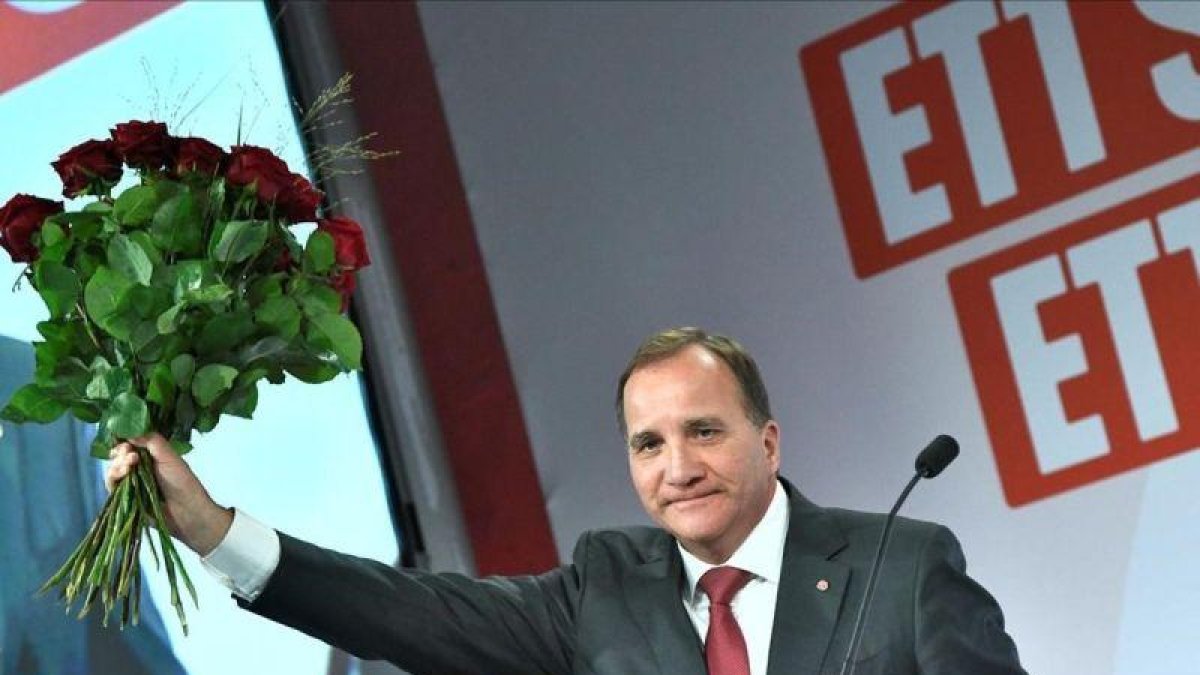 El primer ministro sueco y líder del Partido Socialdemócrata, Stefan Löfven, en un mitin, el pasado septiembre.