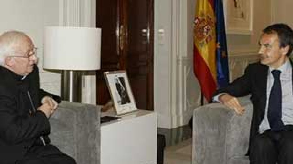 Zapatero recibió esta mañana en el Palacio de la Moncloa al cardenal Antonio Cañizares.