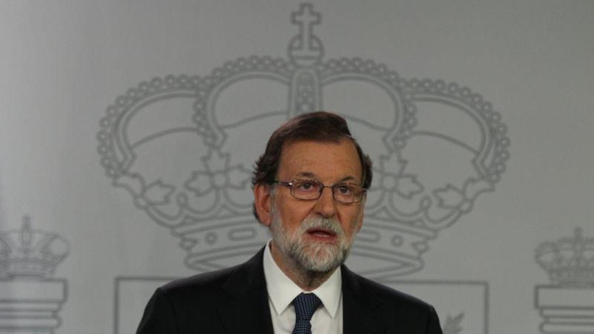 Mariano Rajoy, en la comparecencia de la noche del 1-O en la Moncloa.