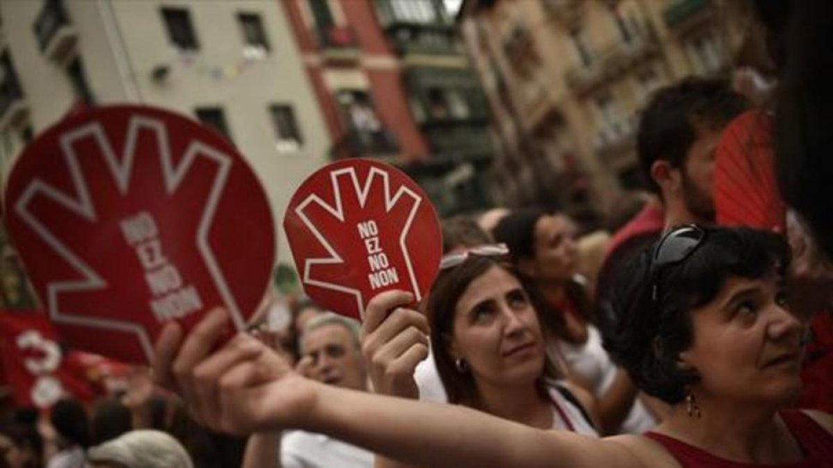 Protesta ciudadana que se realizó en Pamplona tras la presunta violación de los Sanfermines del 2016.