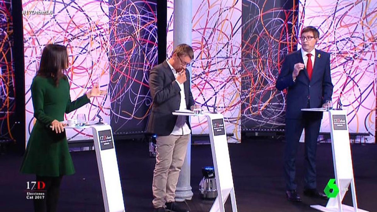 Arrimadas, Domènech y Mundó en el debate de ayer