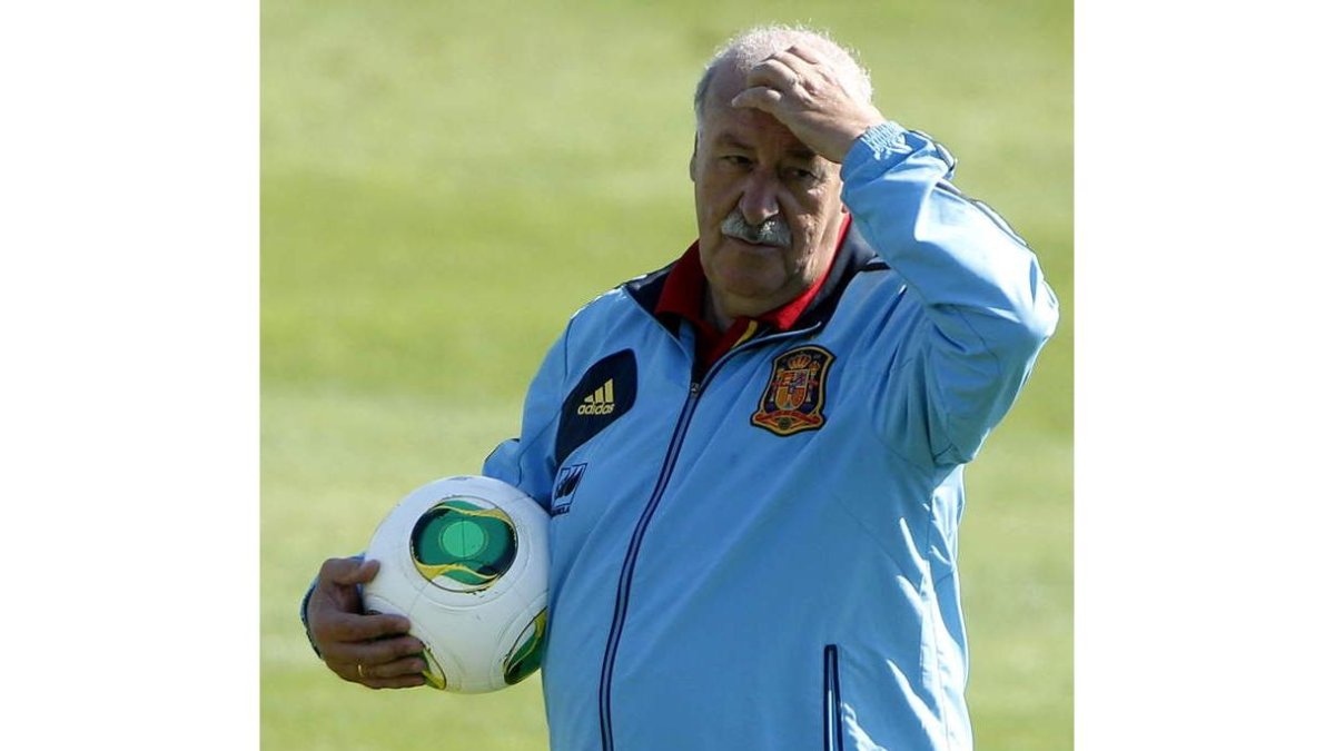 Vicente del Bosque, en un entrenamiento con la selección española.