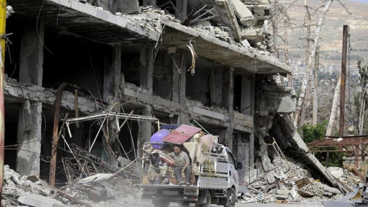Un edificio destruido cerca de Damasco.