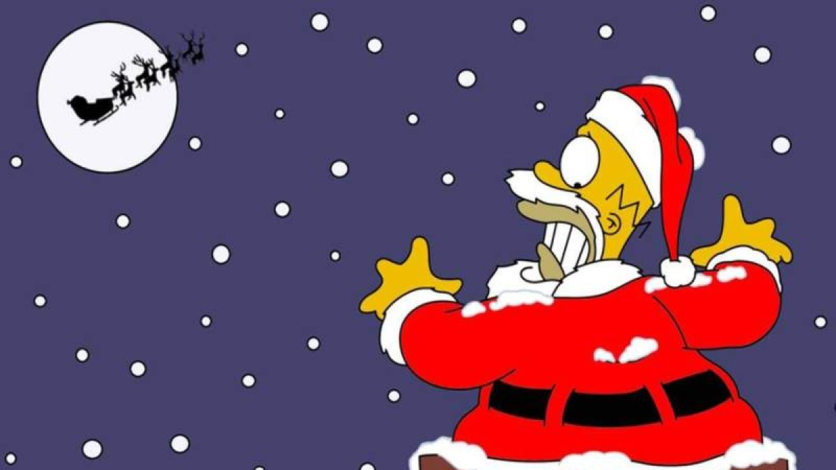 Homer Simpson ataviado como Santa Claus en un capítulo de la célebre serie.