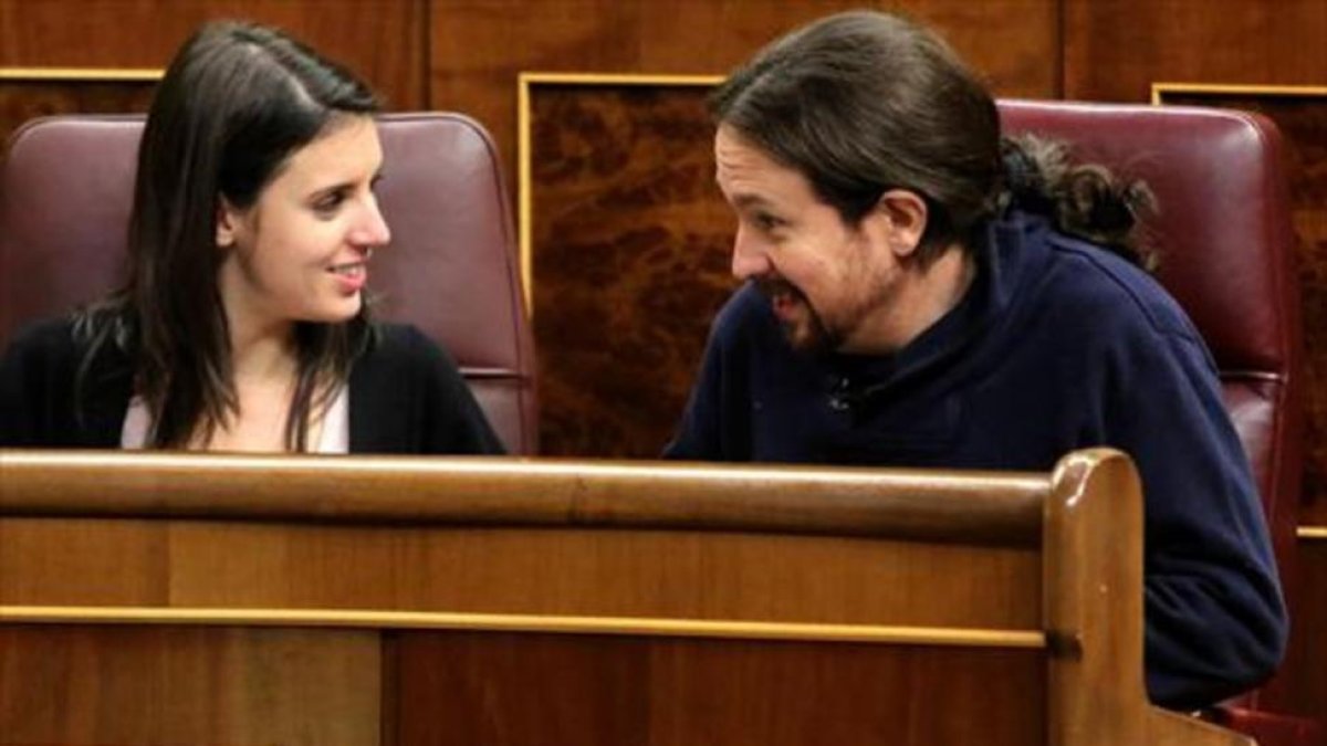 Irene Montero y Pablo Iglesias, en el Congreso de los Diputados, el pasado 13 de febrero.