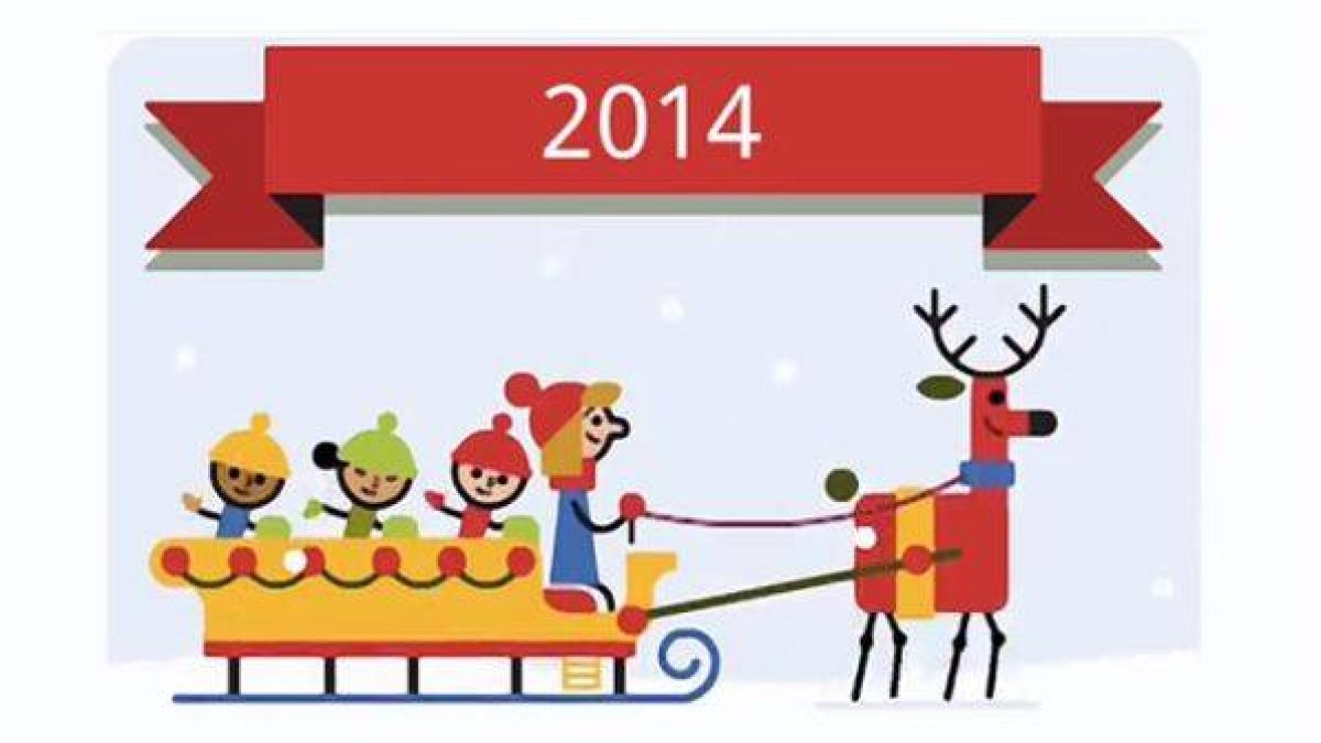 Imagen del 'doodle' de Google, 'Frohes fest 'tis the season'.