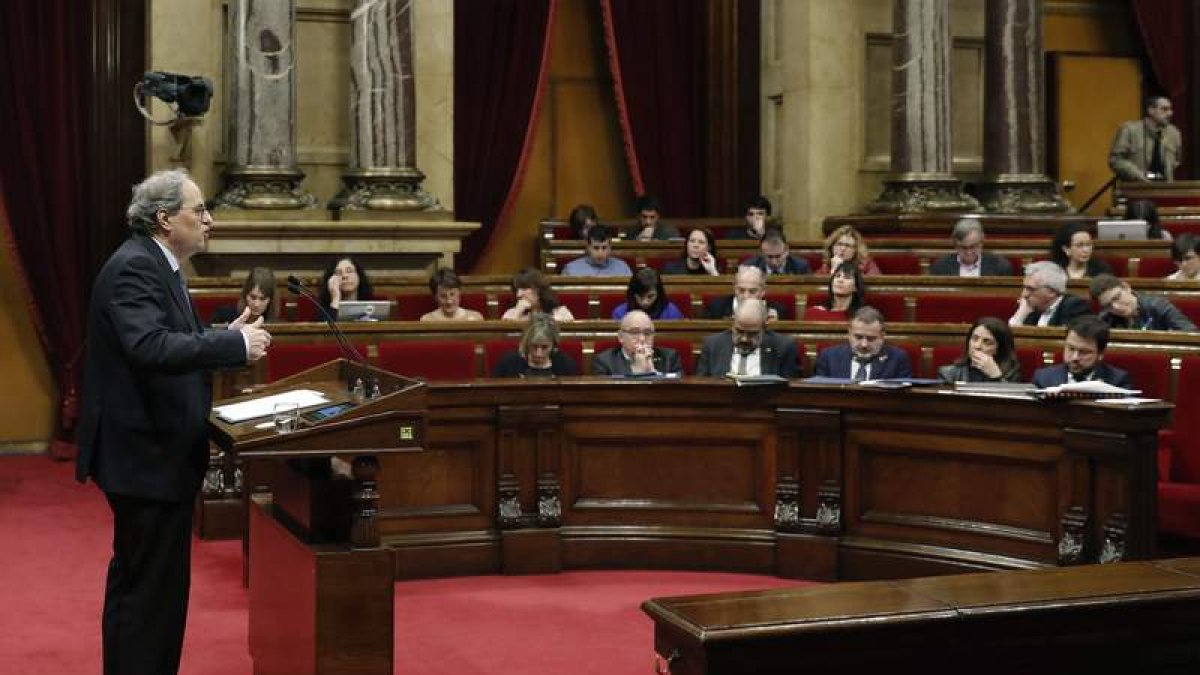 Torra ayer, en el Parlamento de Cataluña.