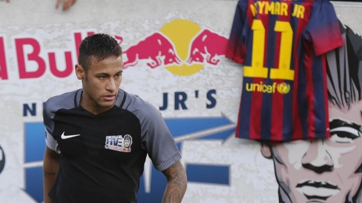 Neymar, en un acto en Brasil.