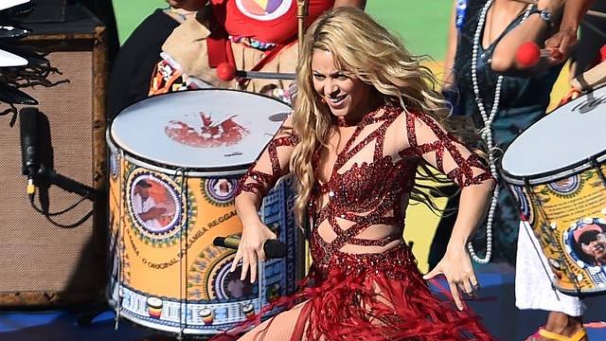 Un momento de la actuación de Shakira, en el estadio de Maracaná, el pasado domingo.