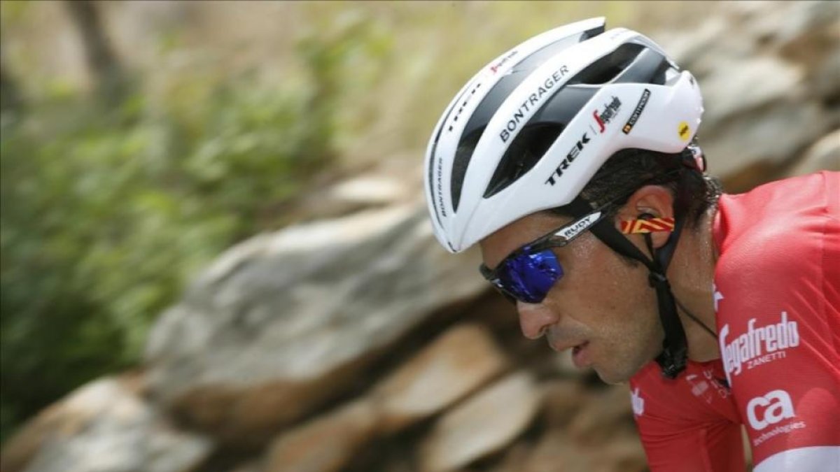 Alberto Contador, en pleno esfuerzo, durante la Vuelta
