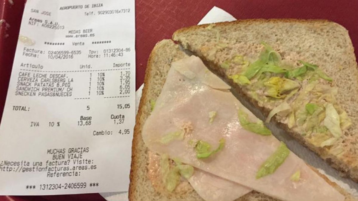 El "sandwich premium" que Azilef Speers denuncia en su Facebook.