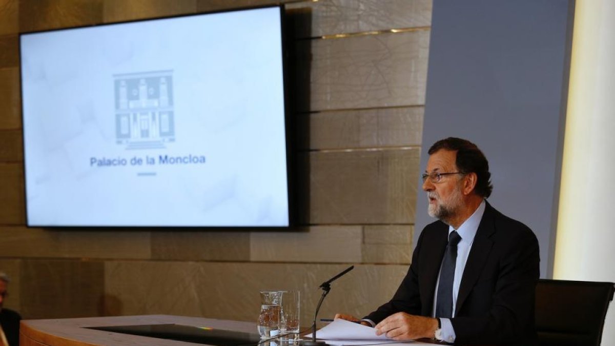 Mariano Rajoy durante la rueda de prensa después de la reunión del Consejo de Ministros.