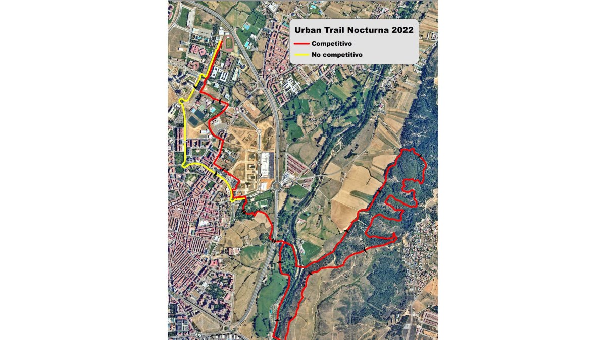 Plano del reocrrido de la prueba Urban Trail Nocturna Universidad de León 2022. AYUNTAMIENTO DE LEÓN