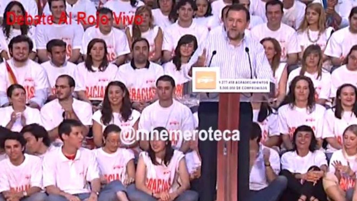 Vídeo en el que Mariano Rajoy declara su amor a Alfonso Rus, en un mitin en Xàtiva en junio del 2007.
