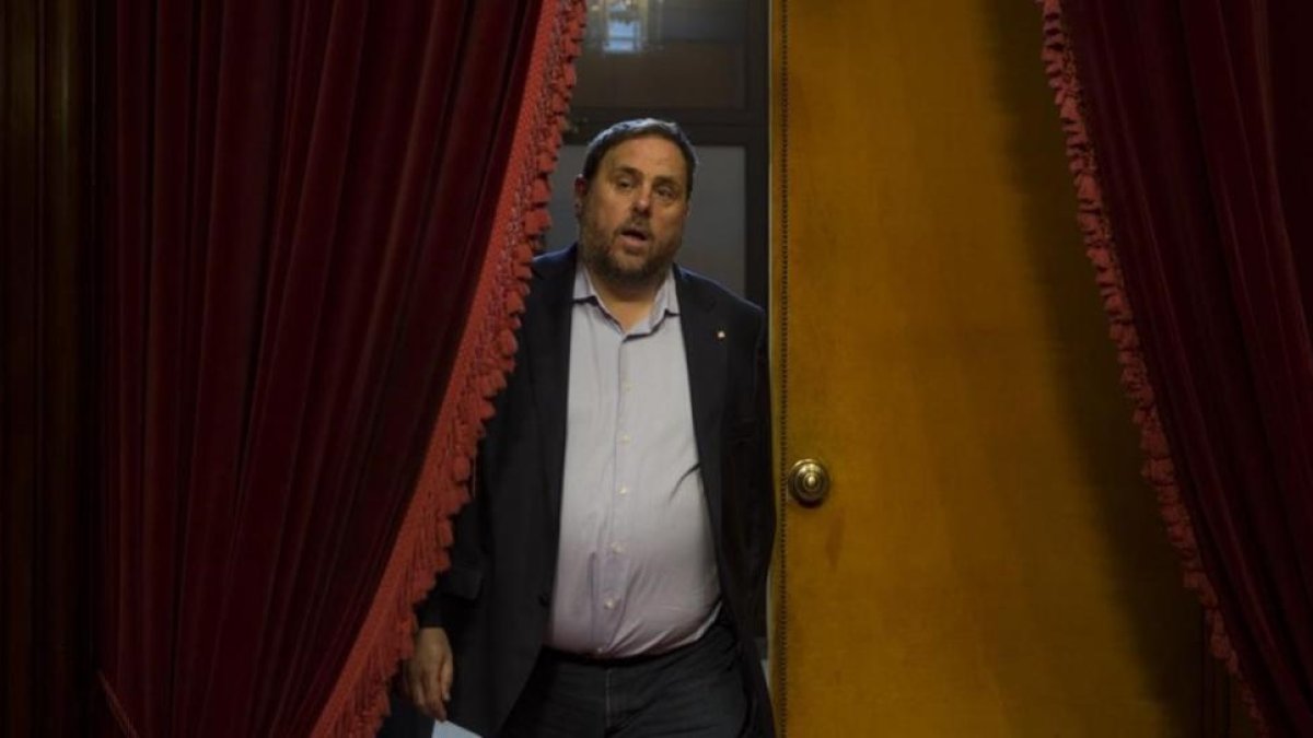 El vicepresidente de la Generalitat, Oriol Junqueras, en el Parlament.