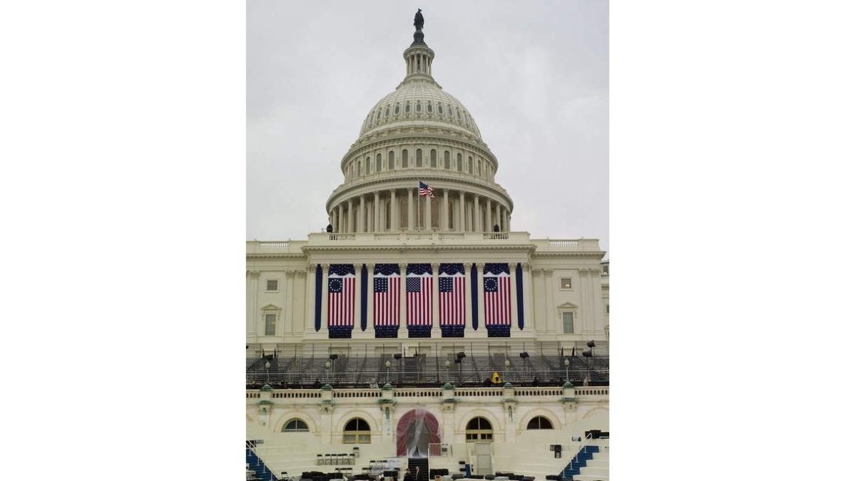 El Capitolio, decorado para la investidura de Obama.