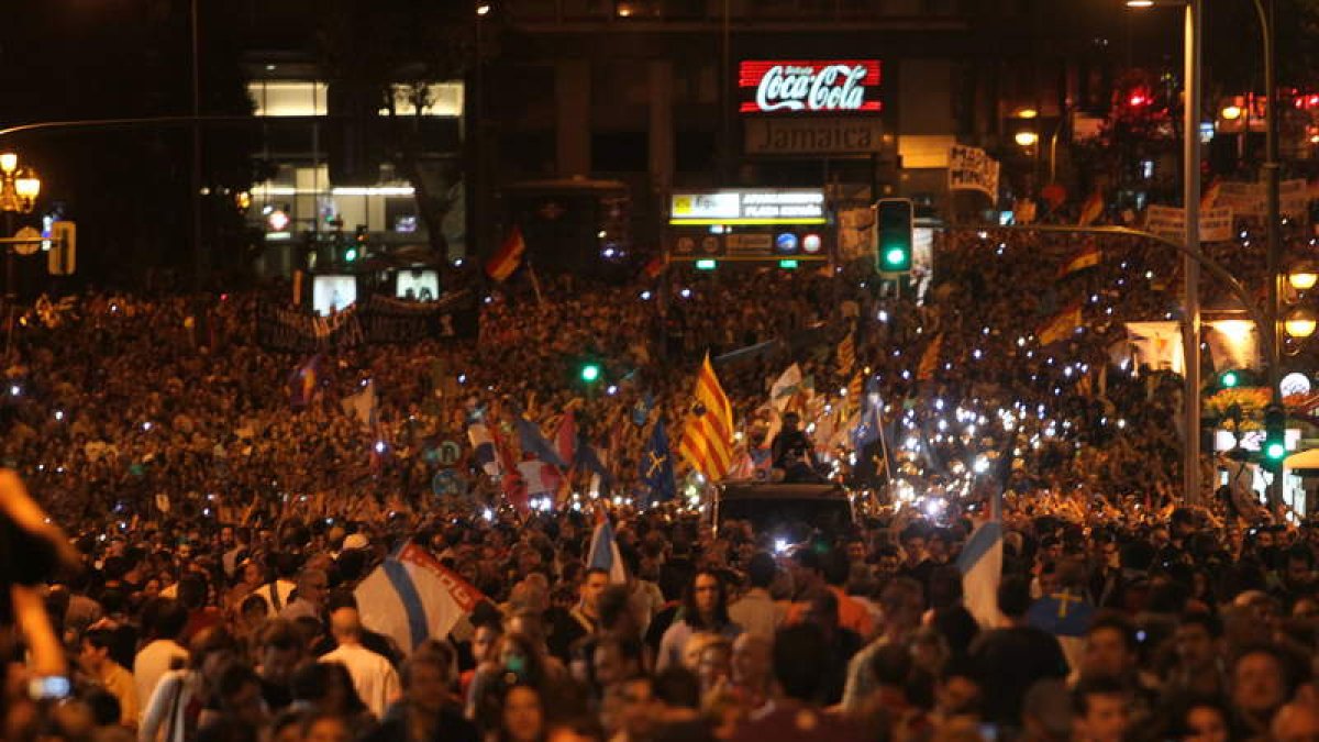 Madrid se fundió con los mineros en su marcha a la Puerta del Sol.