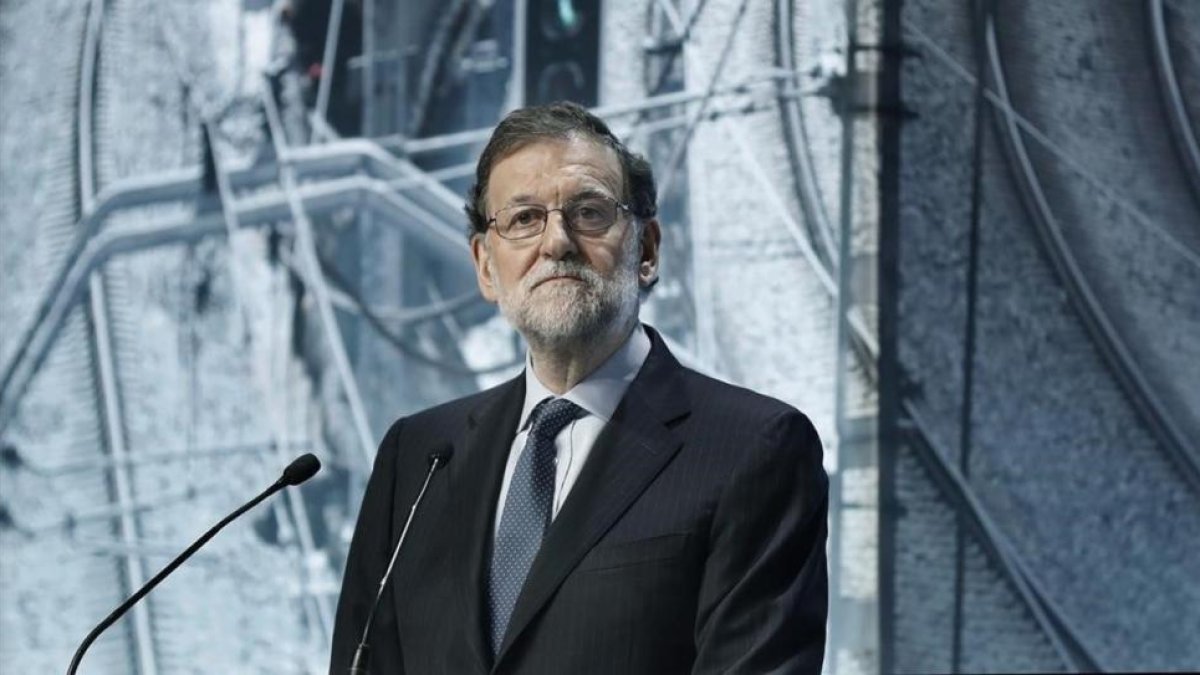 Mariano Rajoy, el pasado 28 de marzo, durante su intervención en la inauguración de una jornada sobre infraestructuras en Barcelona.