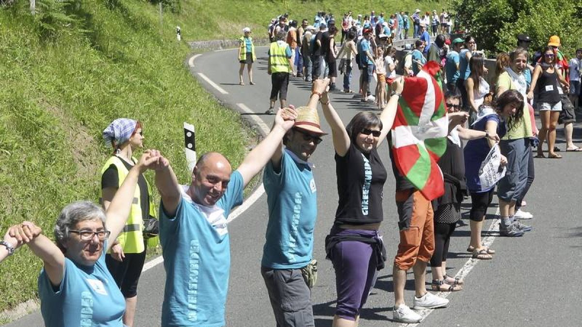 Una parte de la cadena humana en el País Vasco